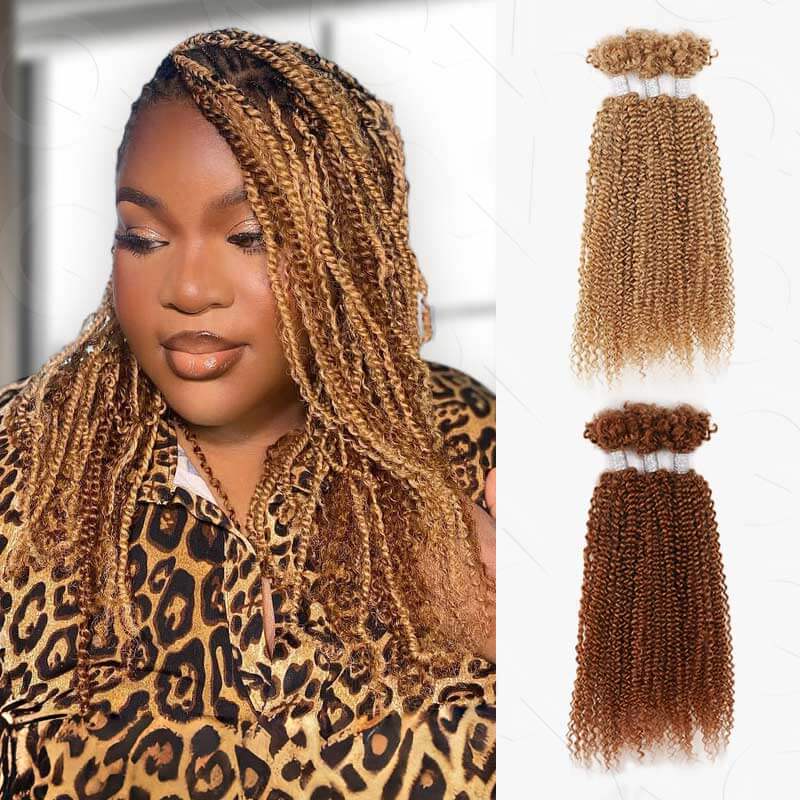 QVR #27+#30 Afro Kinky V Bulk Curly Hair for Kinky Twist Crochet Braiding Hair