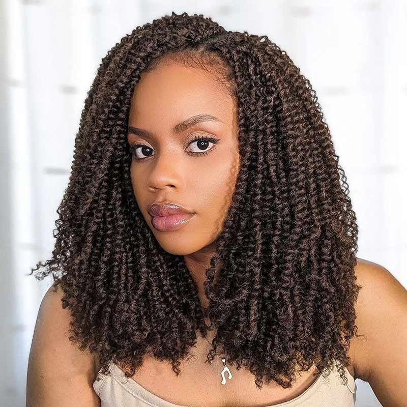 QVR Dark Brown Afro Kinky V Bulk for Kinky Twist Crochet Braiding Hair
