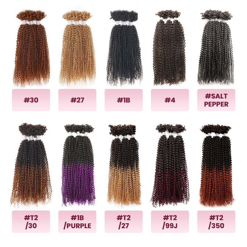 QVR Salt Pepper Color Afro Kinky V Bulk for Kinky Twist Crochet Braiding Hair