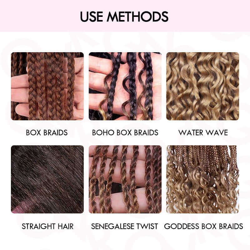 QVR Auburn Brown #30 Water Wave Bulk Hair Extensions for Boho Knotless Braiding
