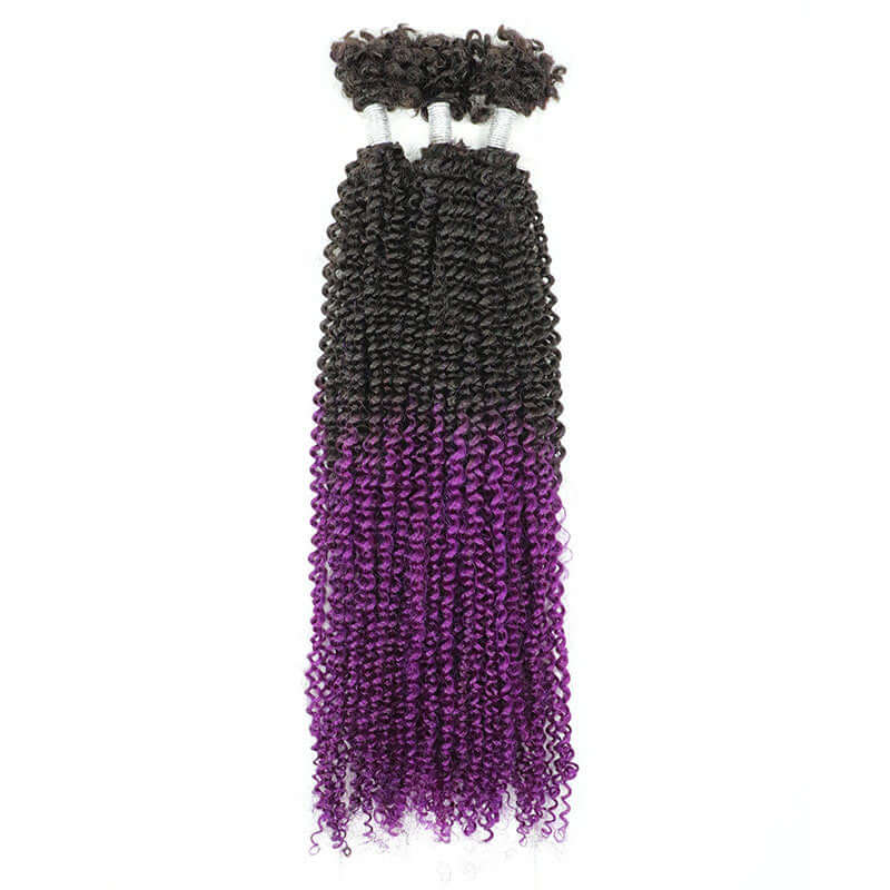 QVR T1B/Purple Afro Kinky V Bulk Ombre Color for Kinky Twist Crochet Braiding Hair