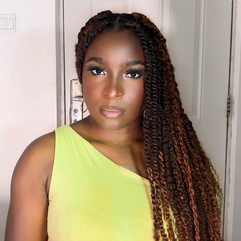 QVR Dark Brown+Auburn Brown Afro Kinky V Bulk Curly Hair for Kinky Twist Crochet Braiding Hair