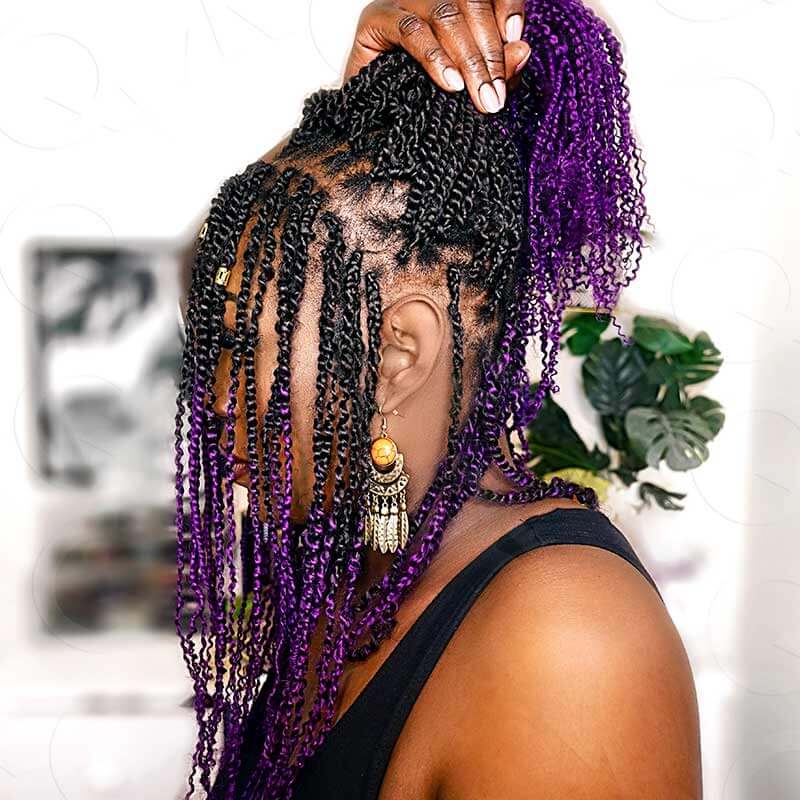 QVR T1B/Purple Afro Kinky V Bulk Ombre Color for Kinky Twist Crochet Braiding Hair