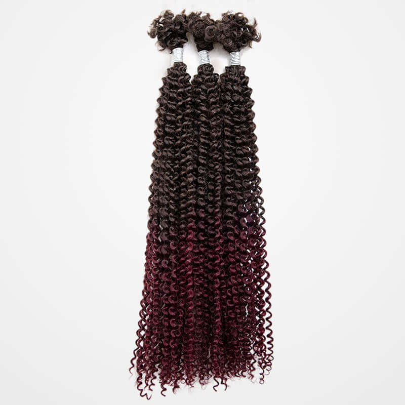 QVR Ombre T2/99J Afro Kinky V Bulk for Kinky Twist Crochet Braiding Hair