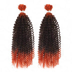 QVR Spring Twist Crochet Human Hair Ombre T1B/30 Afro Kinky Curly Braiding Hair Extension