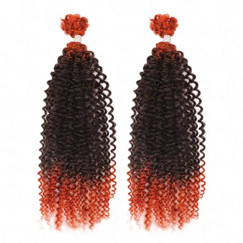 QVR Spring Twist Crochet Human Hair Ombre T1B/30 Afro Kinky Curly Braiding Hair Extension