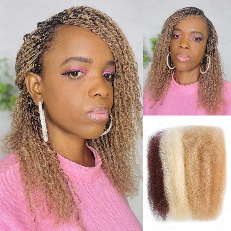 QVR 3 In 1 Afro Kinky Bulk Three Colors #32/16/613 Human Hair For Braiding Dreadlock Hair