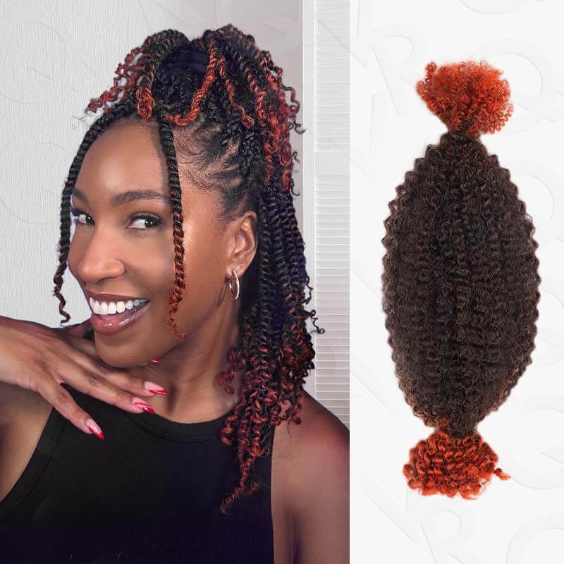 QVR Ombre Spring Twist Hair T1B/350 Color Type 3C 4A Hair Extensions