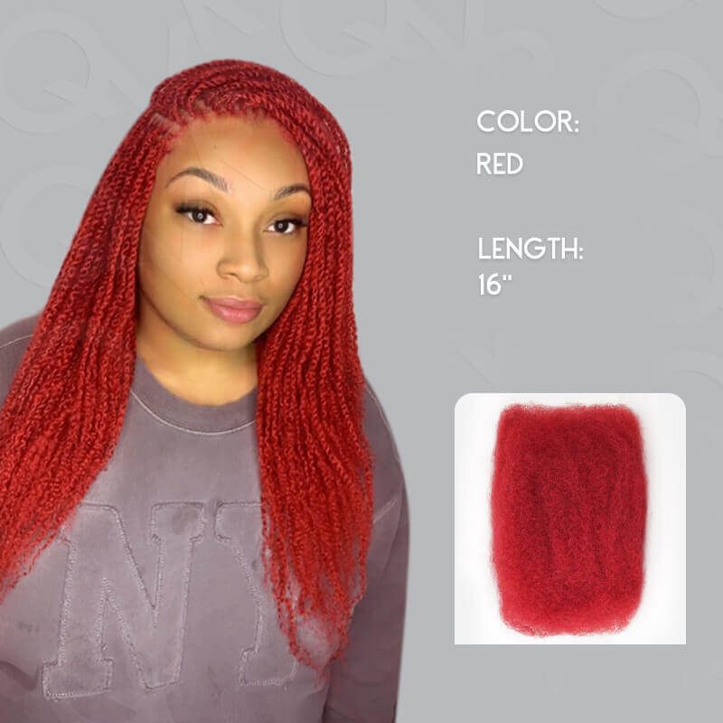 QVR Affordable Afro Kinky Bulk Human Hair 99J Burgundy Color For Braiding DreadLock