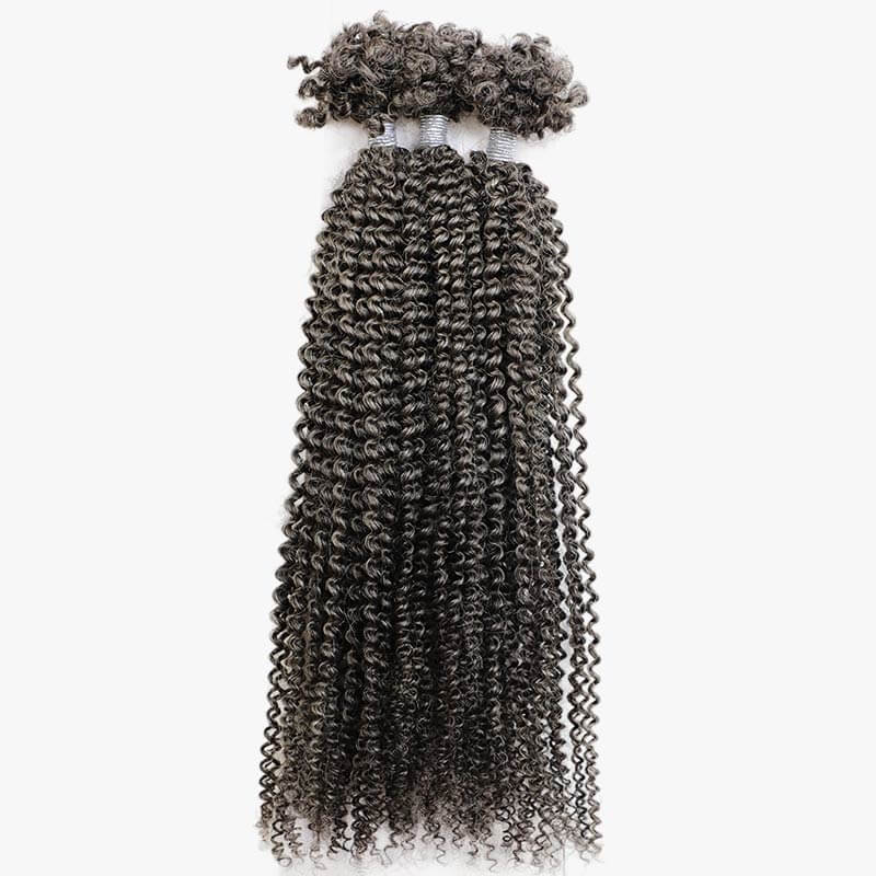 QVR Salt Pepper Color Afro Kinky V Bulk for Kinky Twist Crochet Braiding Hair