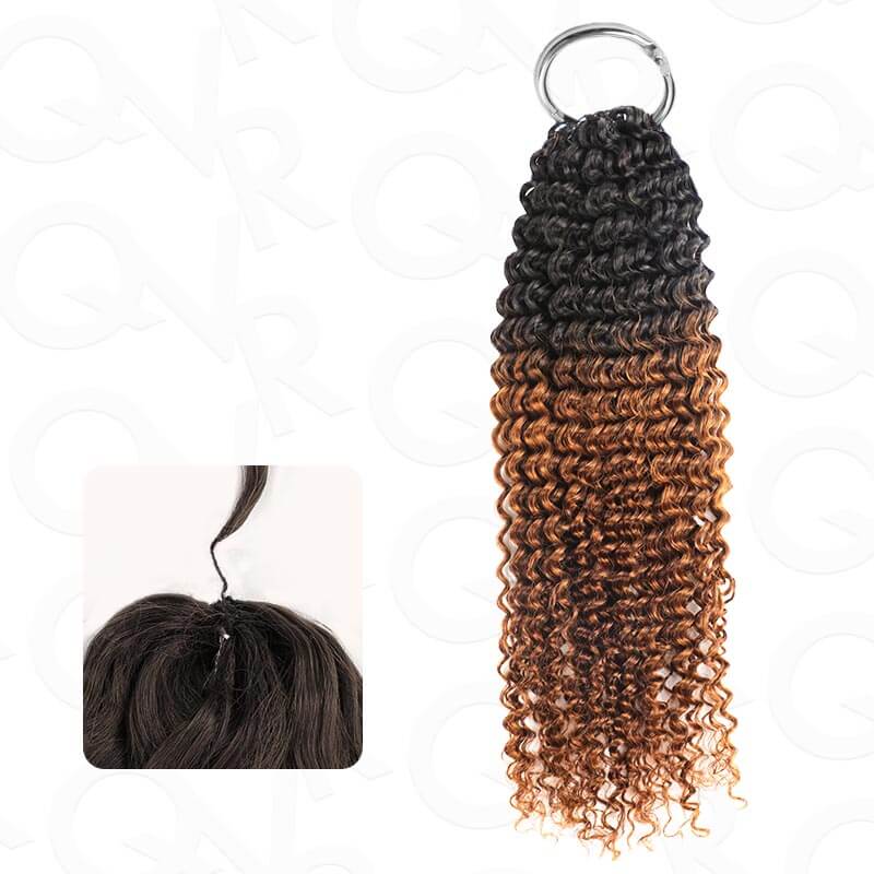 QVR Premium Chinese Hair Small Kinky Curly Virgin Human Crochet Hair Ombre #T1B/30 Machine Made Feather Crochet Hairstyles