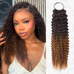 QVR Ombre Brown #T1B/4 Human Crochet Hair Small Kinky Curly Machine Made Feather Crochet Hairstyle