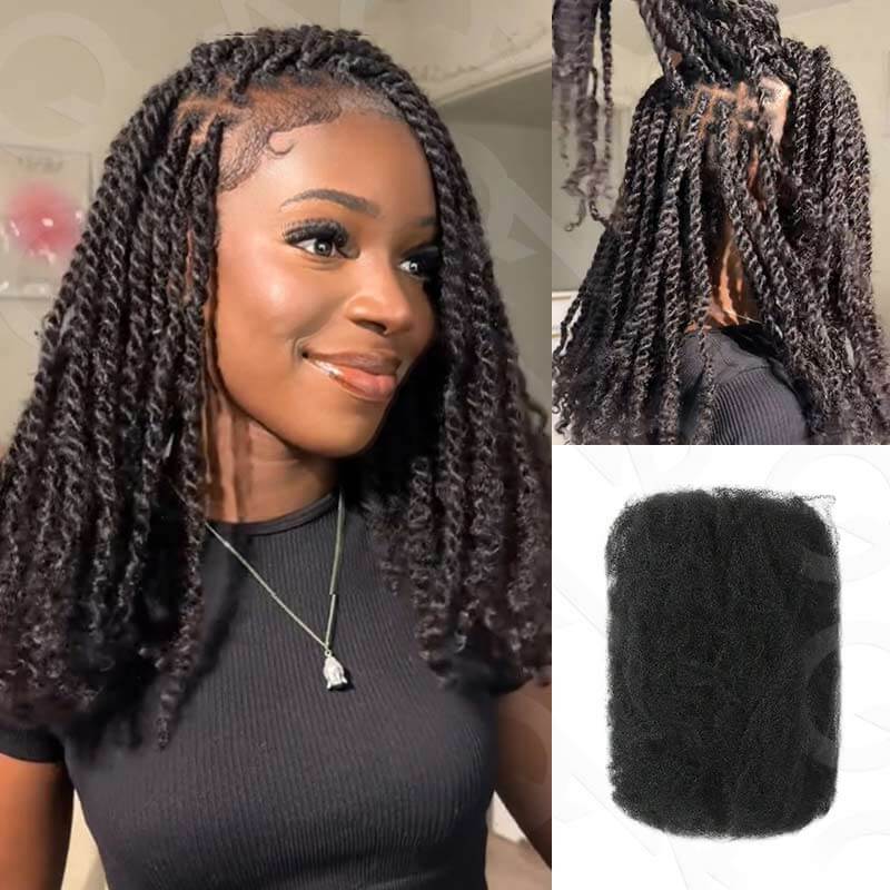 QVR 3 In 1 Afro Kinky Bulk Three Colors #4/30/27 Human Hair For Braiding Dreadlock Hair