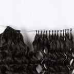 QVR Invisible Water Wave Brown Highlight Feather Crochet Human Hair Extensions