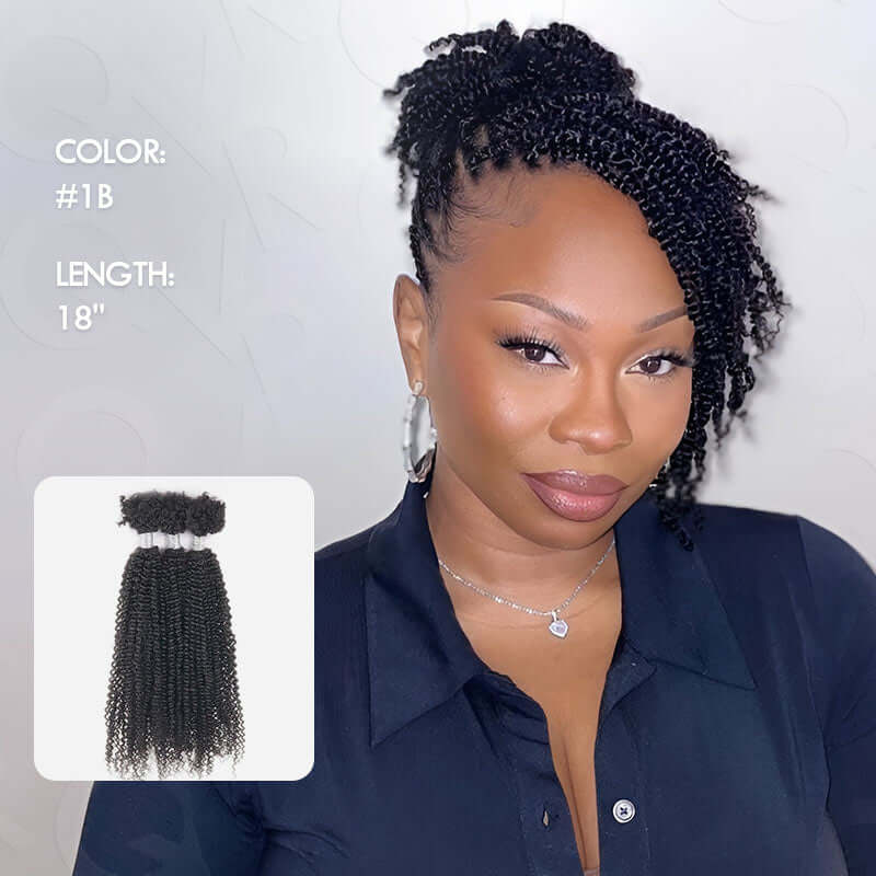 QVR Natural Black Afro Kinky V Bulk Curly Hair for Kinky Twist Crochet Braiding Hair