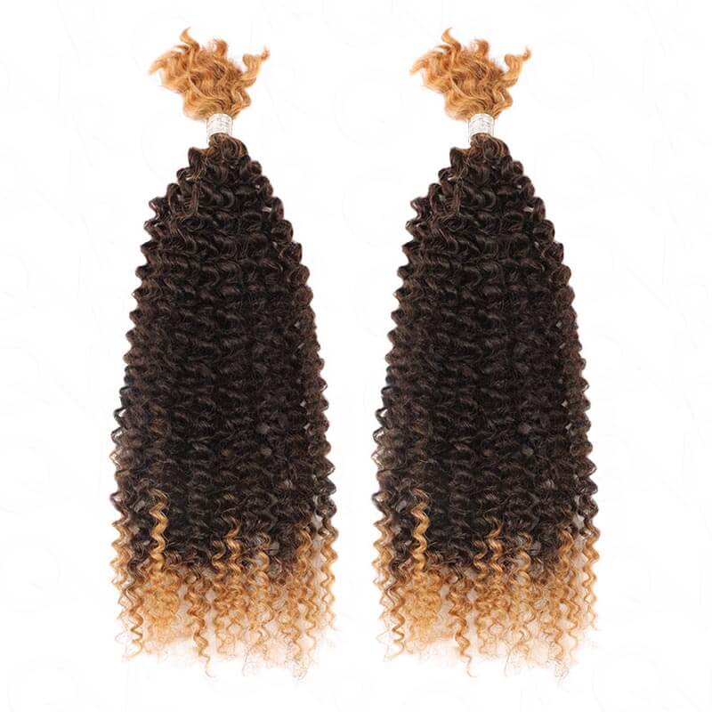 QVR Spring Twist Crochet Human Hair Ombre T1B/30 Afro Kinky Curly Braiding Hair Extension