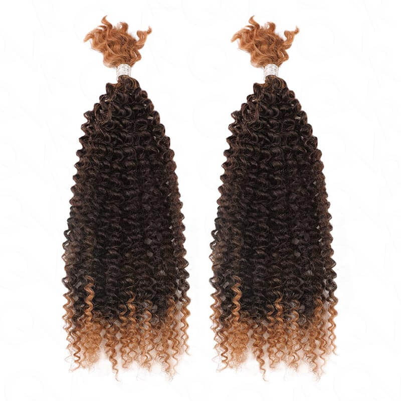 QVR Spring Twist Crochet Human Hair Ombre T1B/30 Afro Kinky Curly Braiding Hair Extension