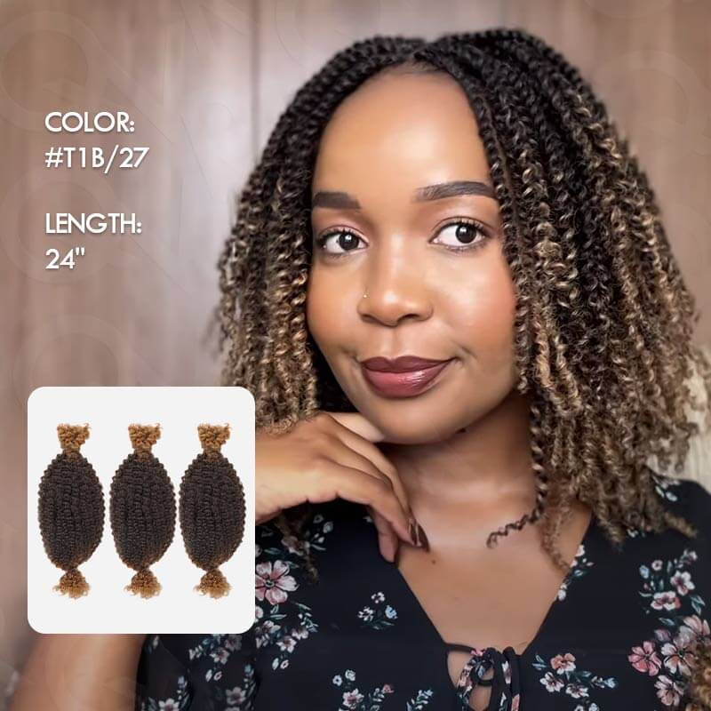 QVR Ombre Spring Twist Hair T1B/27 Color Type 3C 4A Hair Extensions