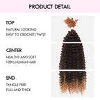 QVR Spring Twist Crochet Human Hair Ombre T1B/30 Afro Kinky Curly Braiding Hair Extension