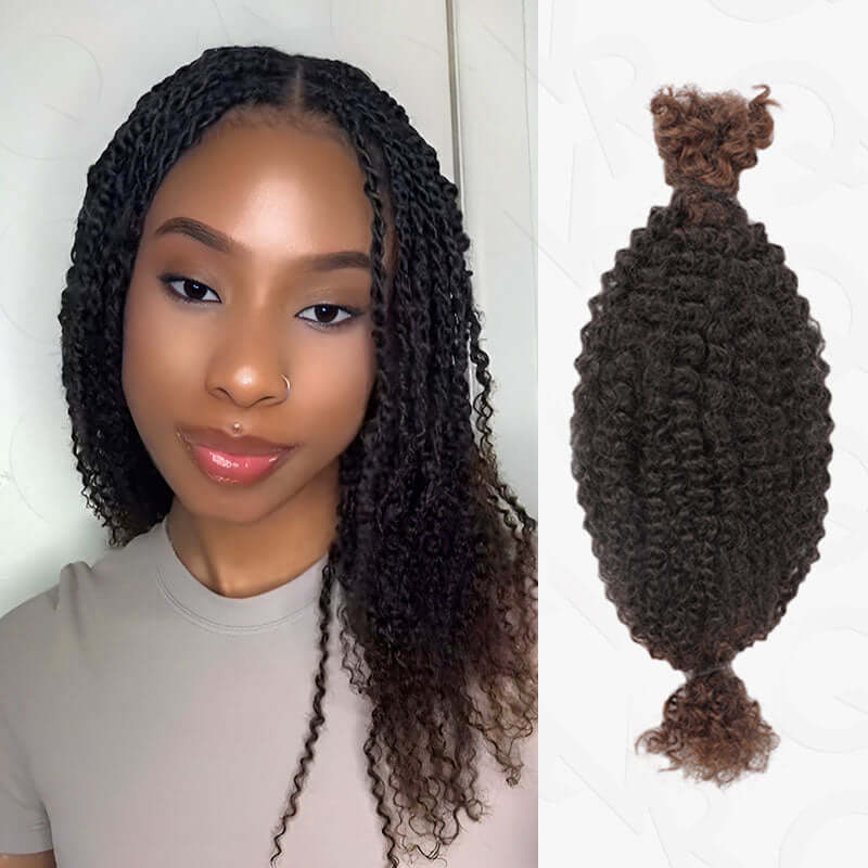 QVR Upgraded Kinky Bulk Natural Black hair 4a/3c Extensions