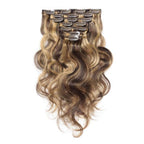 QVR #P4/27 Blonde Highlights Straight/Body Wave 7Pcs Clip in Hair Extensions