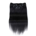 QVR Straight 7Pcs Clip in Virgin Human Hair Extensions Brazilian Natural Black Color Hair