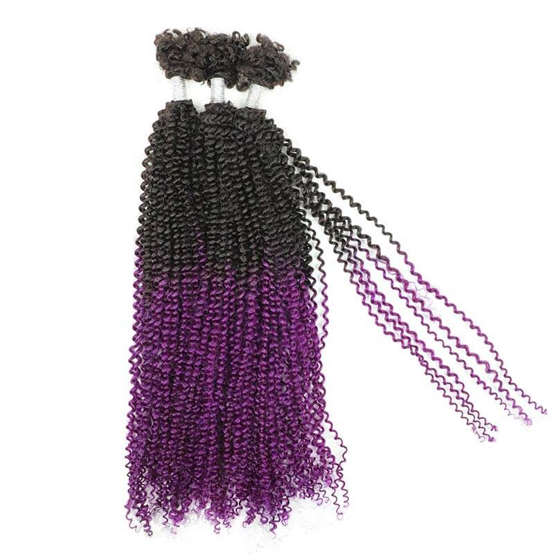QVR T1B/Purple Afro Kinky V Bulk Ombre Color for Kinky Twist Crochet Braiding Hair
