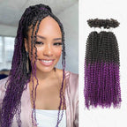 QVR T1B/Purple Afro Kinky V Bulk Ombre Color for Kinky Twist Crochet Braiding Hair