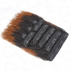 QVR Ombre Brown 9PCS Weft Clip In Hair Extensions Volumizer #T1B/30 Afro Kinky Curly Clip In Human Hair
