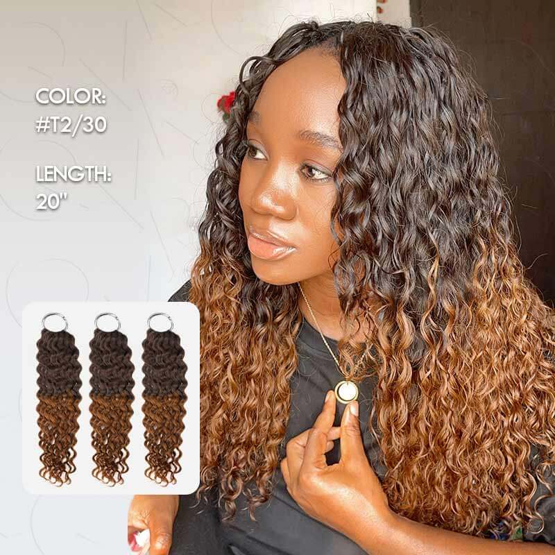 QVR Premium Chinese Hair Water Wave Virgin Human Crochet Hair Ombre #T2/30 Machine Made Feather Crochet Hairstyles
