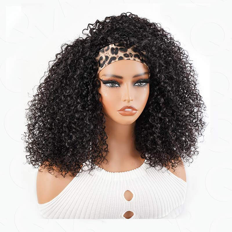 QVR Glueless Kinky Straight Half Wig 250% Density Human Hair Wig Wear Go Flip Over Wig