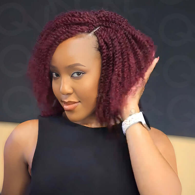 QVR Affordable Afro Kinky Bulk Human Hair 99J Burgundy Color For Braiding DreadLock