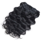 QVR Body Wave Hair 7Pcs Clip in Hair Extension Brazilian Natural Black Virgin Human Hair