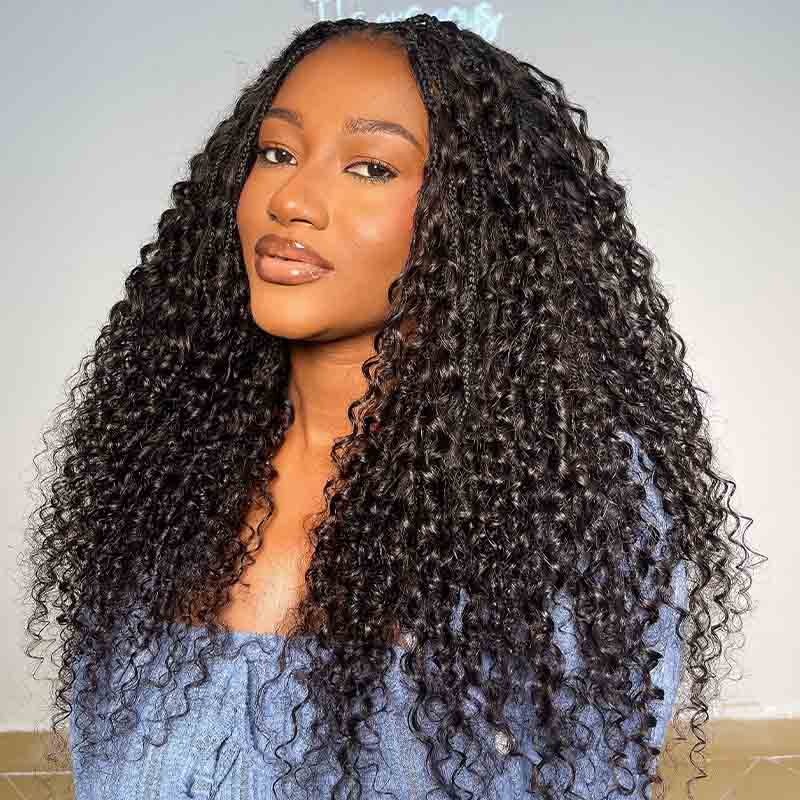 QVR Water Wave Bulk Human Hair Extensions for Boho Knotless Braiding