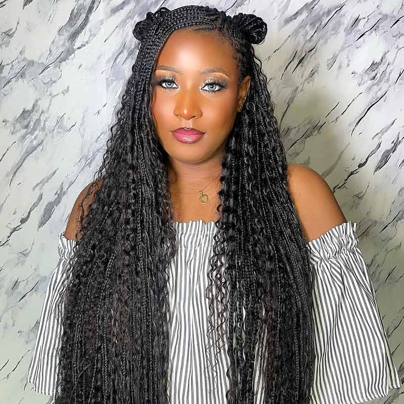 QVR Water Wave Bulk Human Hair Extensions for Boho Knotless Braiding