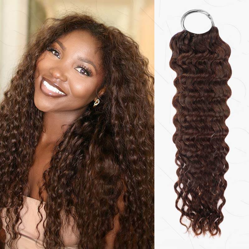 QVR Highlight Crochet Hair Water Wave #4+#30+#27 Machine Made Feather Human Hair Extension